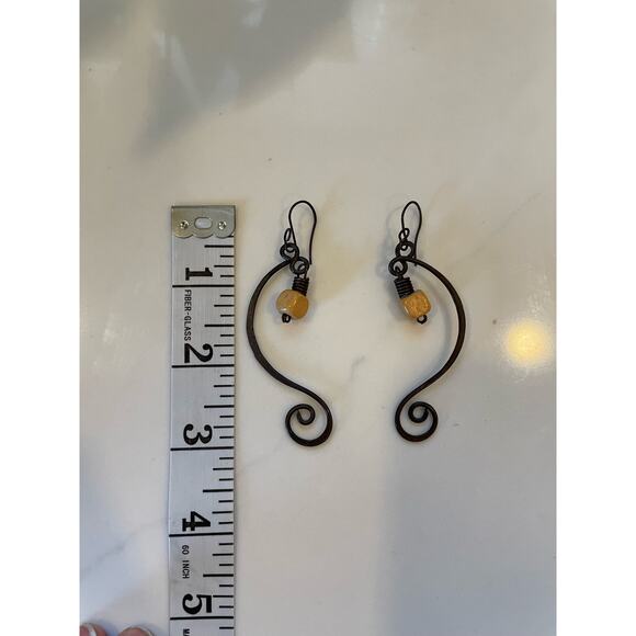 HANDMADE Brown Metal Drop Earrings - Picture 2 of 4